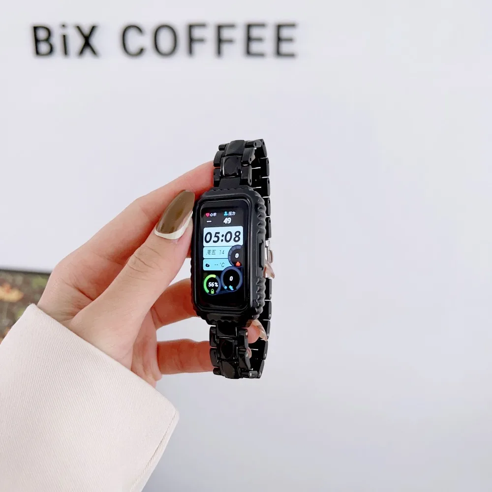 

ПК + металлический ремешок для часов, имитация керамической смолы, чехол из ТПУ, сменный ремешок для часов с защитой от падения, браслет для часов 9/8/7/6