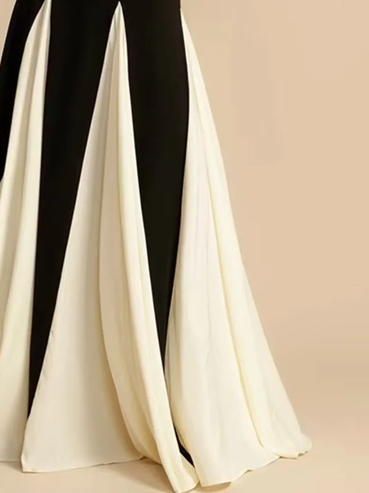 Women's Elegant Splice Slip Evening Dress Long Floor-Length Maxi Gown for Formal Occasions