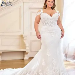 NICEB-Robe de mariée sirène, grande taille, avec appliques, col en v, bouton arrièreNICEB-Robe de mariée sirène, grande taille, avec appliques, col en v, bouton arrièreNICEB-Robe de mariée sirène, grande taille, avec a
