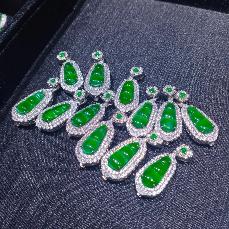 Full Green Emerald Pendant S925 Whole Body Silver Inlaid High-End Factory Natural Dangerous Goods