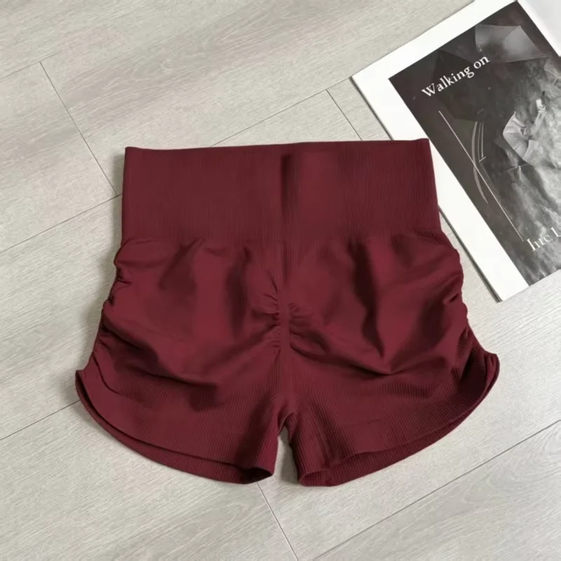 Sommerliche High-Waist-Yoga-Shorts für Damen, 3 Zoll, Po-Lifting, nahtlos, schmal geschnitten, rollt nicht herunter, Pilates-Fitness-Workout-Shorts – Detail 6