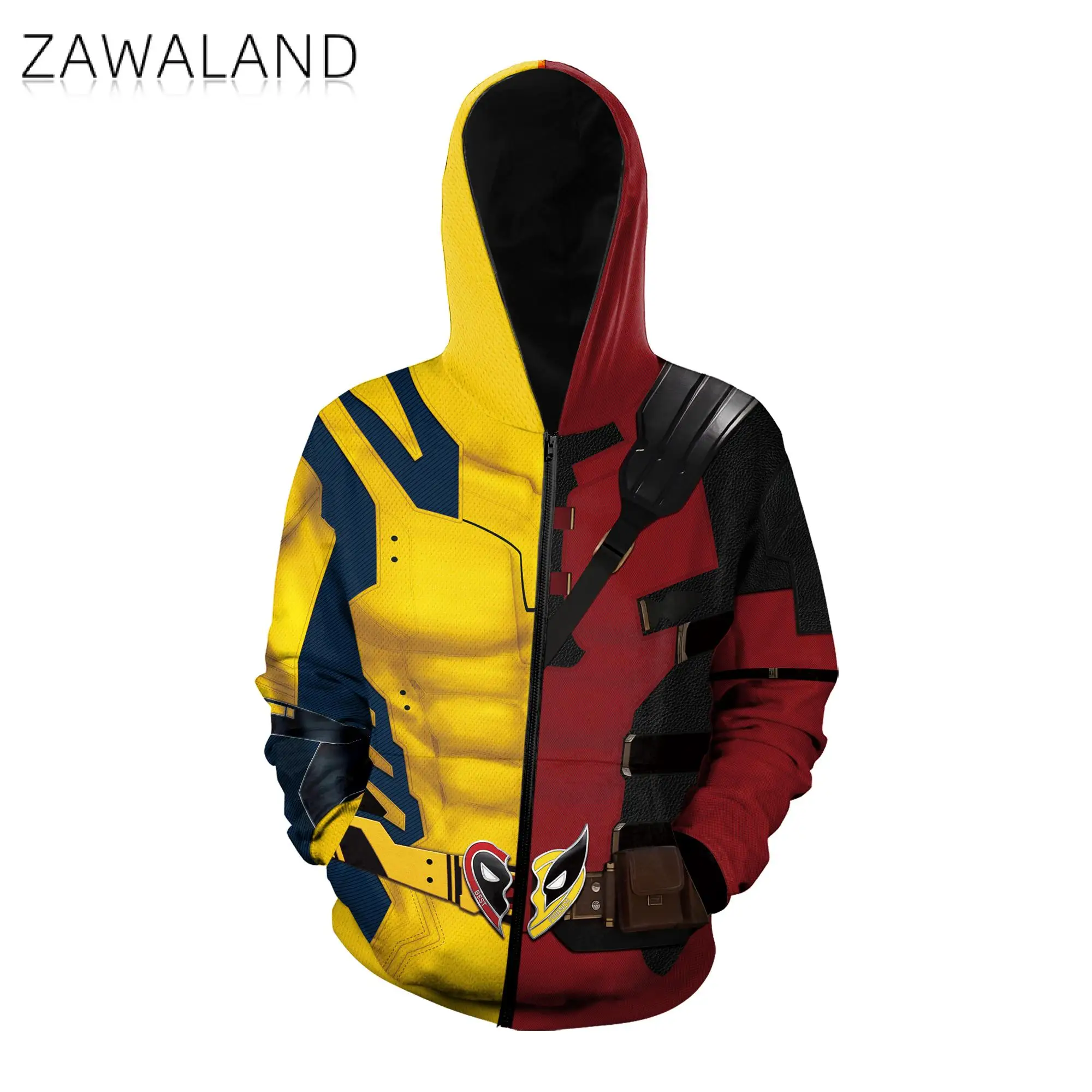 Zawaland Superhero Cosplay Costume Men Hoodies Halloween Pullover 3D Printing Male Holiday Party Stage Outfit Male Clothing