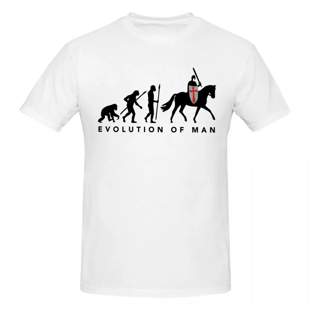 Men Evolution Of Man Knight T Shirt Vintage Cotton T Shirt Homme