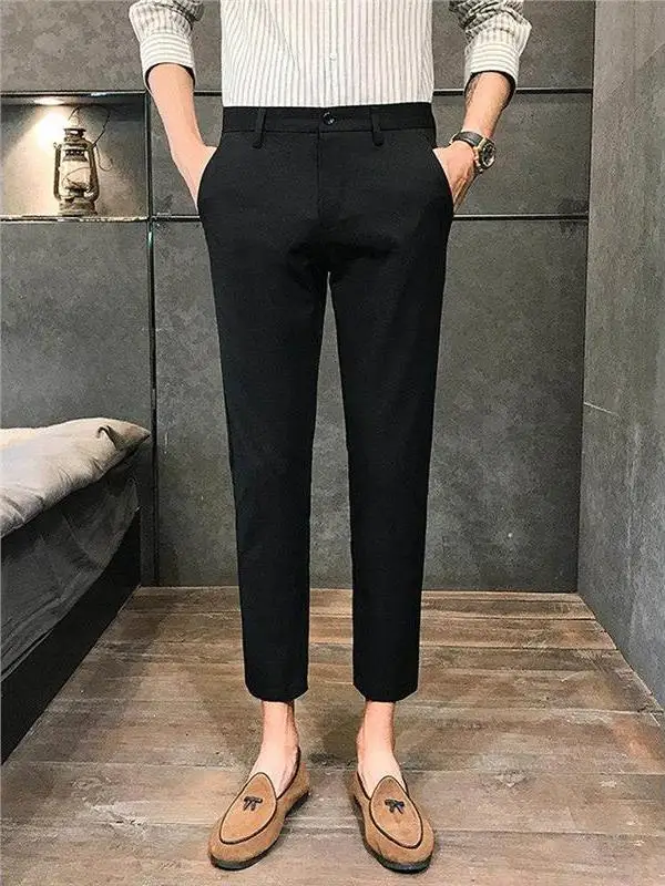 

Мужские брюки Slim Fit Bla, прямые, повседневные, длинные, на весну-осень, однотонные, из полиэстера