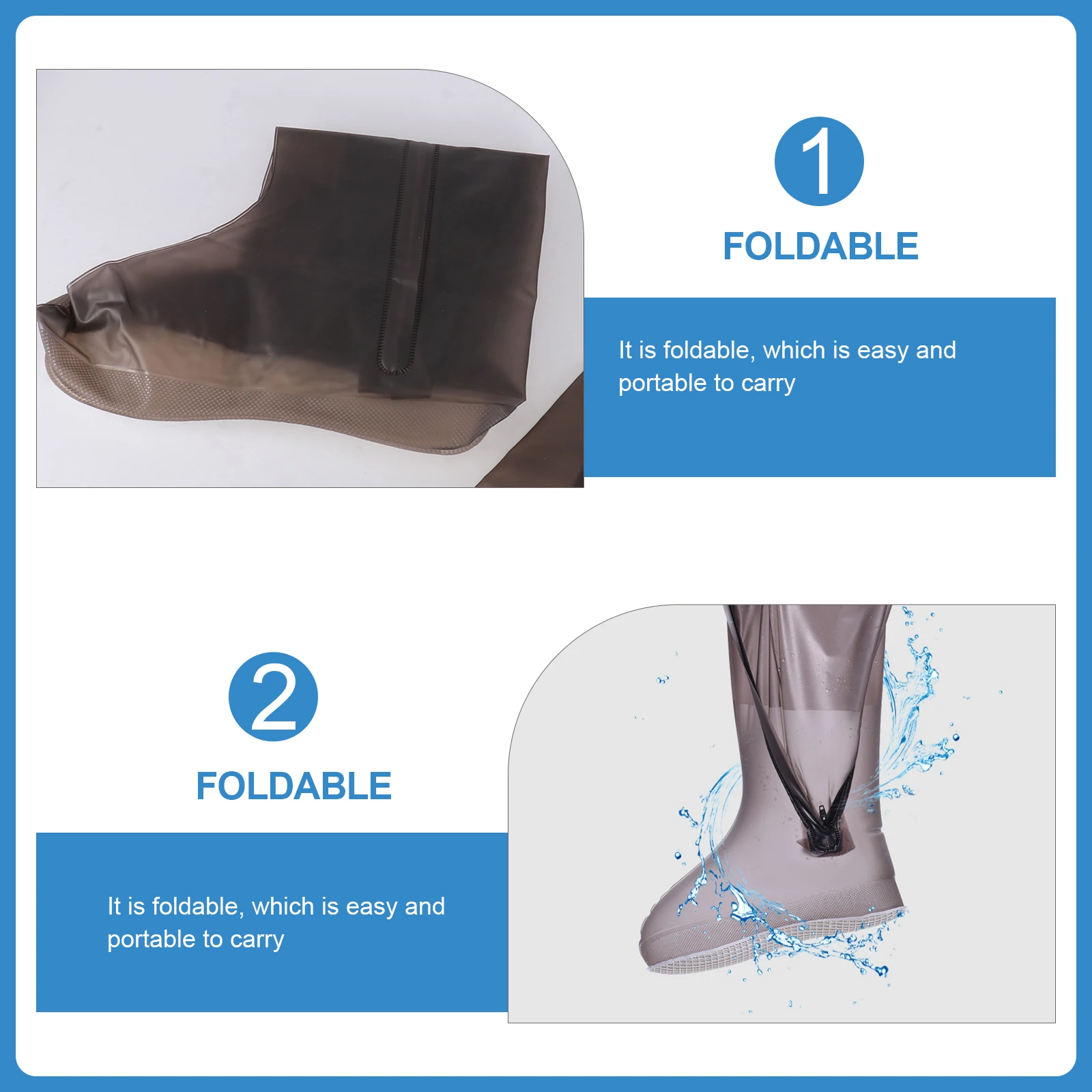 

1 пара водонепроницаемых чехлов для обуви из ПВХ, утолщенные, с высоким берцем, складные, с нескользящей подошвой, для взрослых, для велоспорта