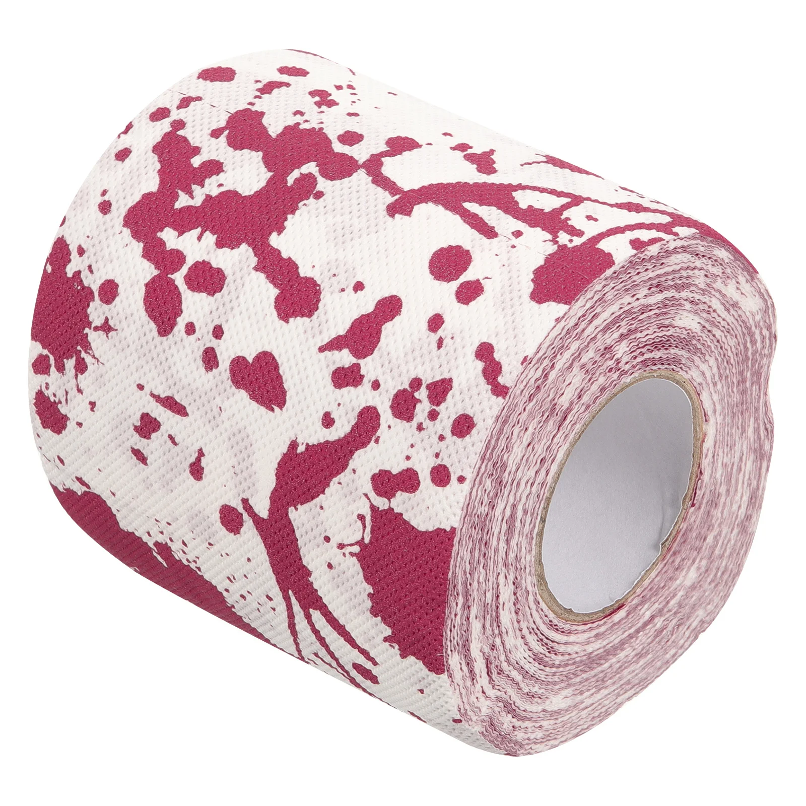 1 rotolo di carta igienica rossa stampata con macchie di sangue per la decorazione di Halloween Design unico insanguinato Decorazioni per il bagno Carta igienica colorata