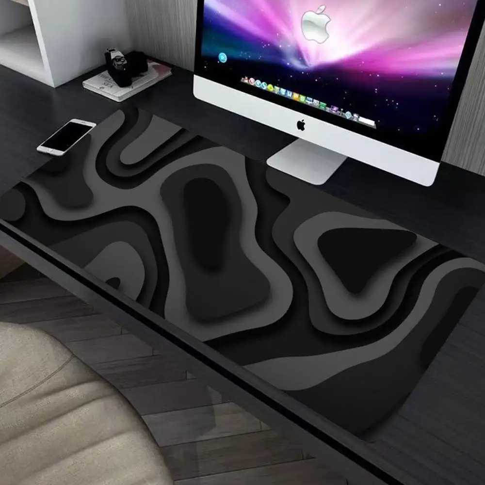 

Black and gray abstract art pattern Mouse Pad large keyboard mouse desk pad non-slip rubber gaming mouse pad laptop mouse carpet