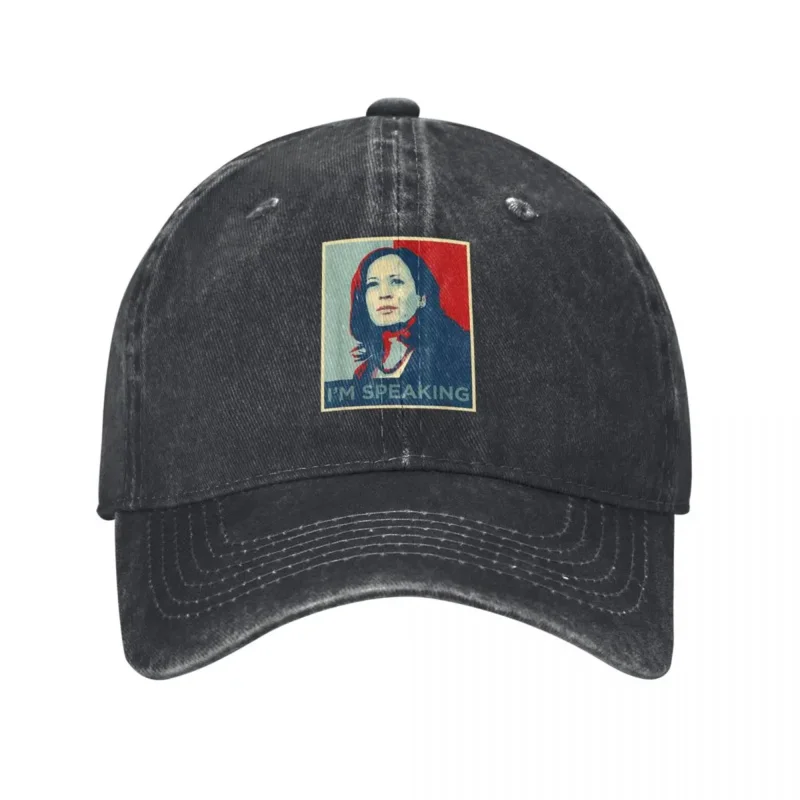 Kamala Harris I'm Speaking Quote Men Women Baseball Caps Joe Biden 2024 Distressed Washed Caps Hat Outdoor Activities Headwear