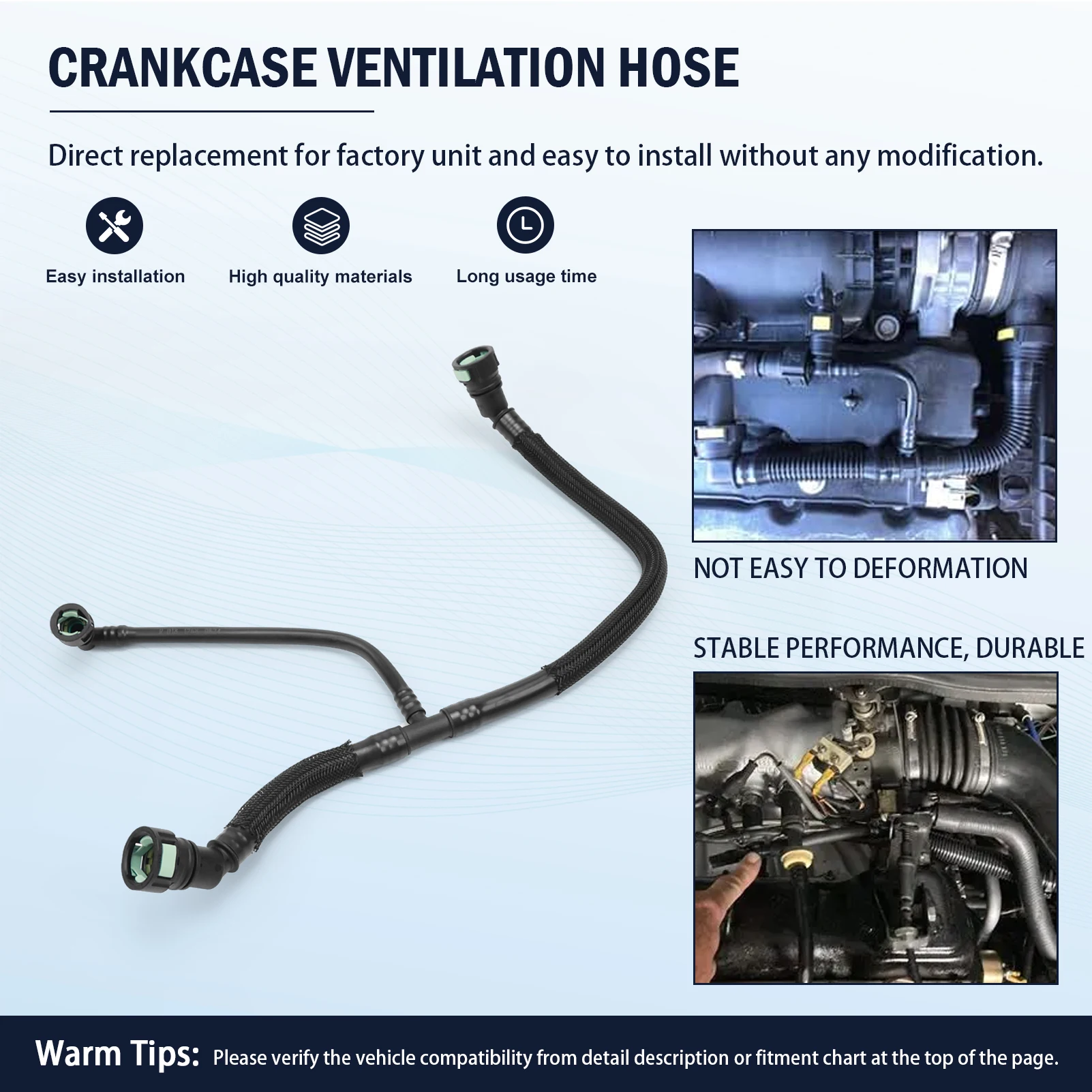 

Parts 12687544 Positive Crankcase Ventilation Tube Black 12673970 for Chevrolet Buick GMC Cadillac Vehicle