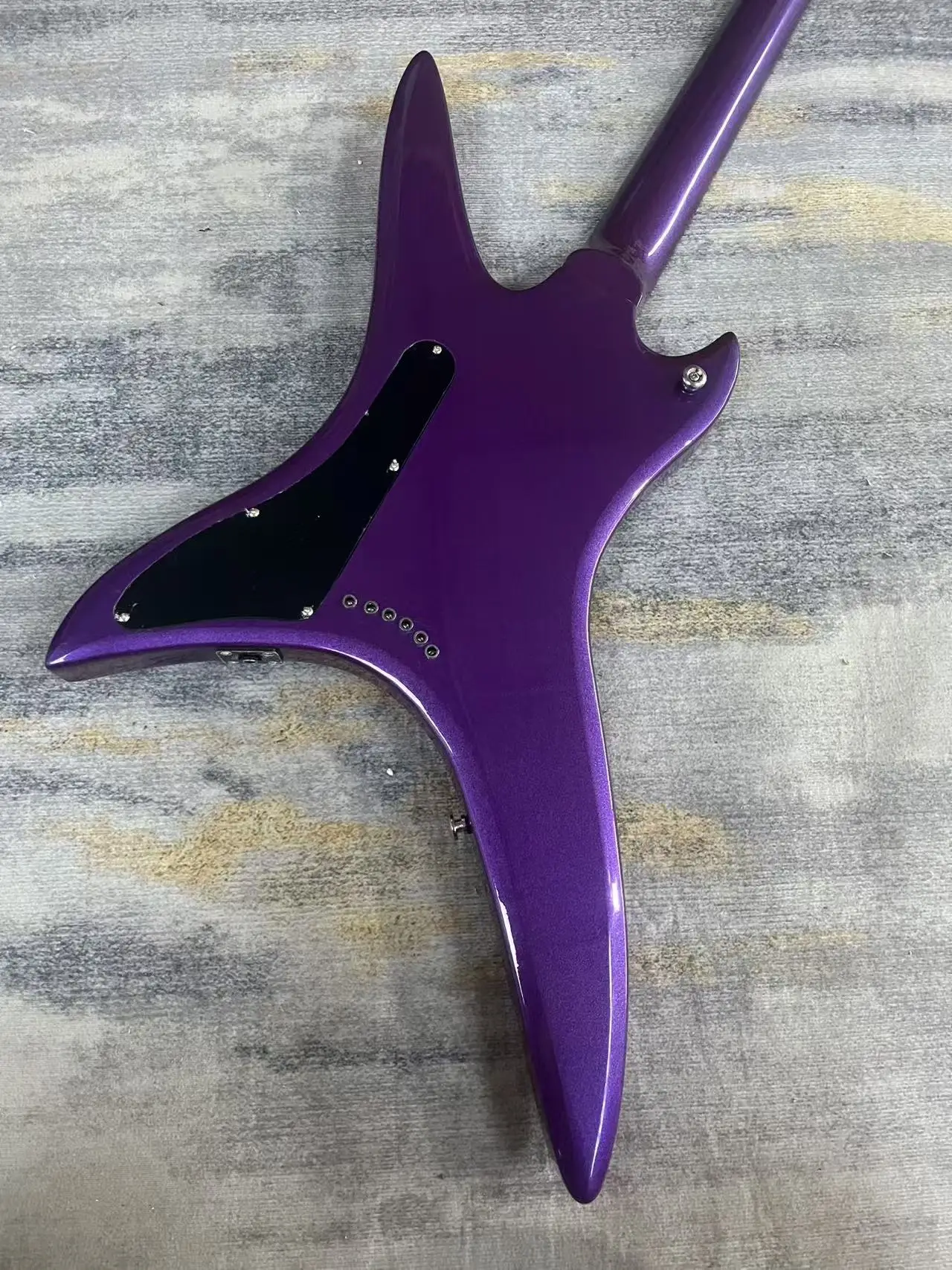 Sparkle Purple Star Shape Electric Guitar Dual Humbucker Black Binding Metal Rock Guitar