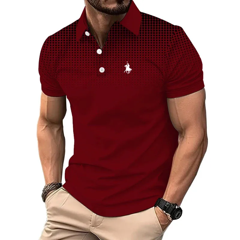 

New summer short-sleeved sport lapel polo shirt for men's clothing, personalized casual 3d digital printed polo shirt for men's