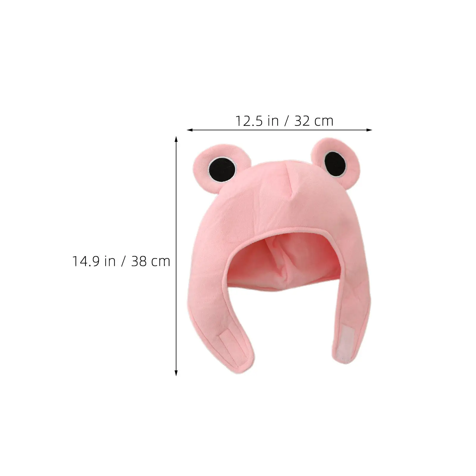 Lindo gorro de rana con orejas de dibujos animados, disfraz de animal suave, accesorio para la cabeza, fiesta de Navidad, cosplay, cumpleaños, regalo rosa, 14.93x12.58x0.39in