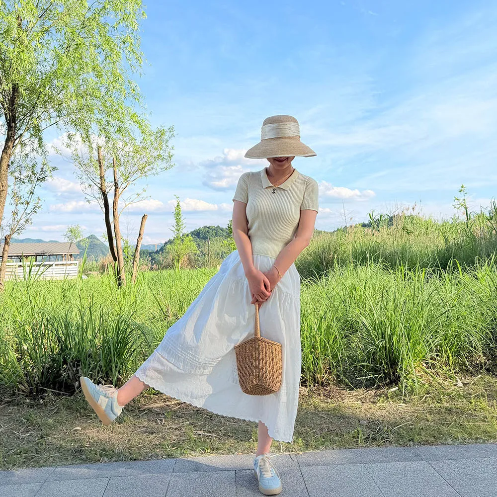 

Elegant Bow Raffia Hat Large Brim Sun Protection Straw Cap Breathable Travel Beach Fisherman Hat