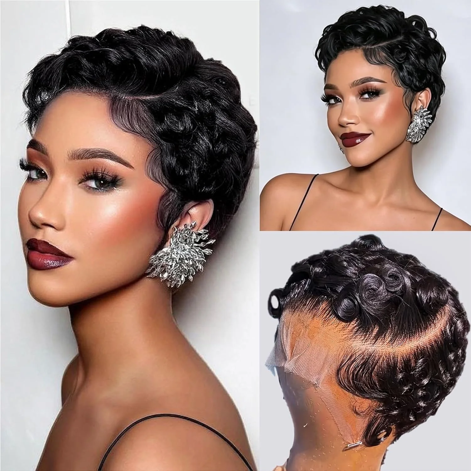 Short Curly Pixie Cut 13x4 Lace Front Human Hair Wig 13x4 HD 