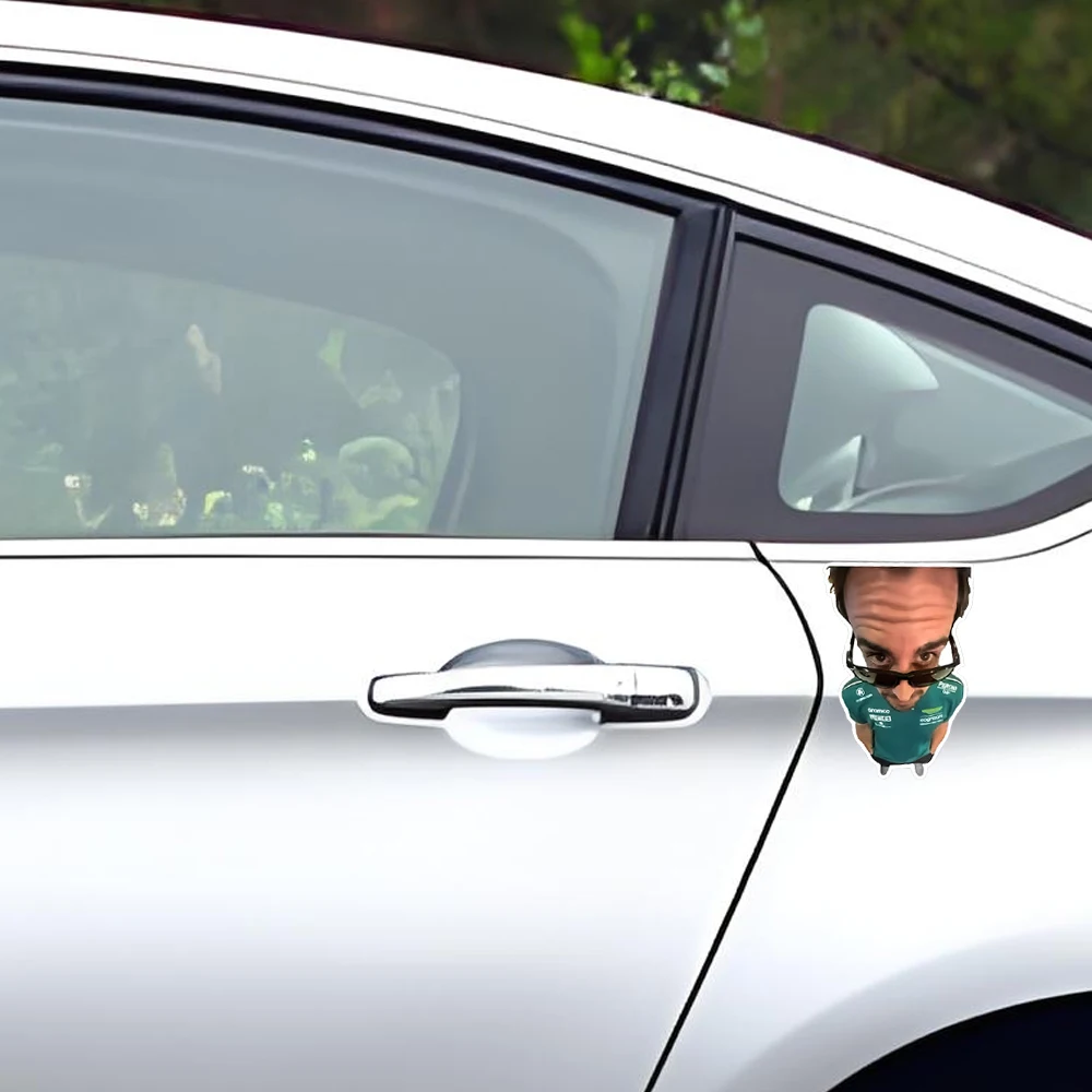 فرناندو ألونسو التصيد راسل ميمي لملصقات السيارات والدراجات النارية، وملصقات الكمبيوتر المحمول، والملصقات العاكسة الفنية #4