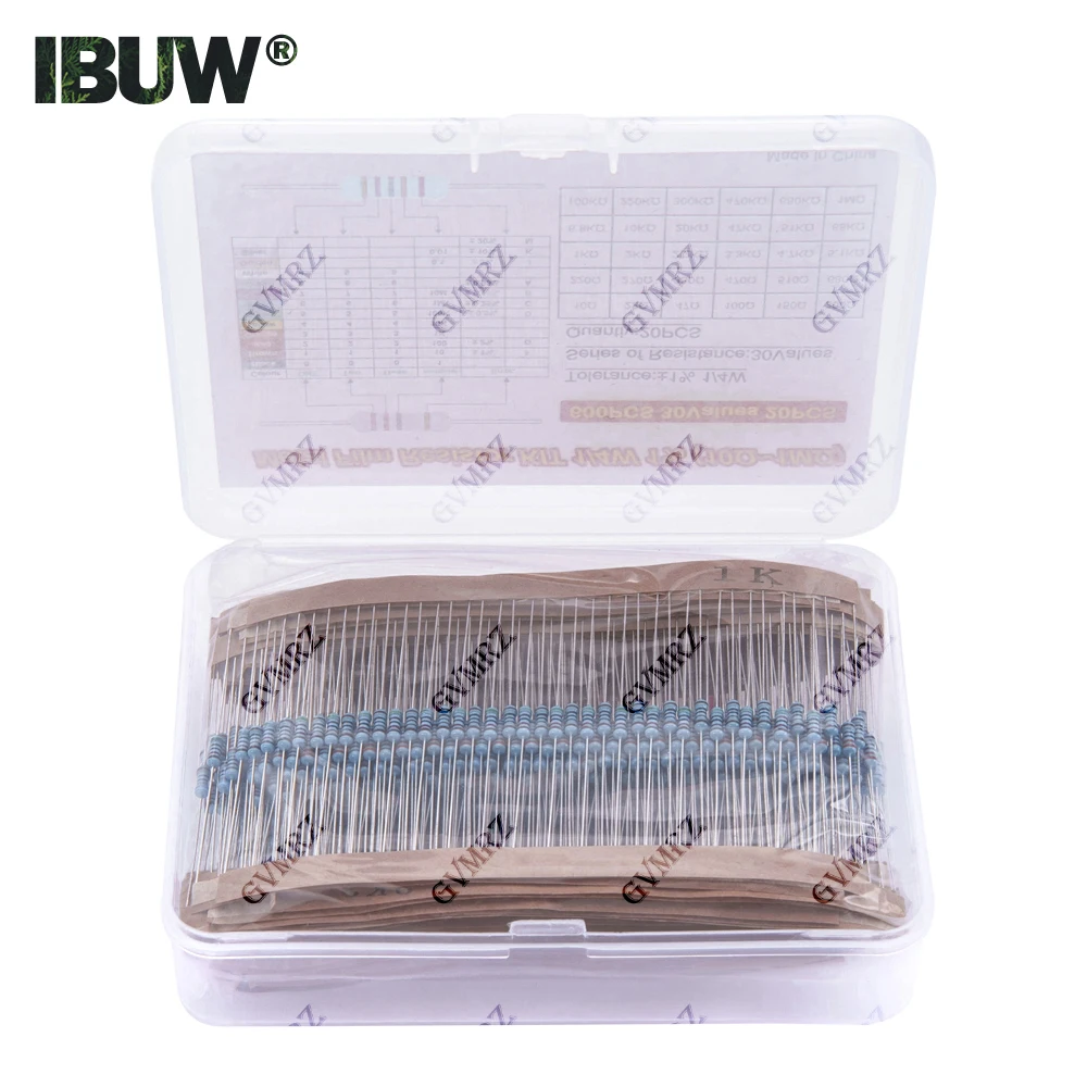 600PCS 30Values 1/4W Metal Film Resistor Assortment Kit - 20PCS Each, Boxed for Electronics DIY, Repair & Projects