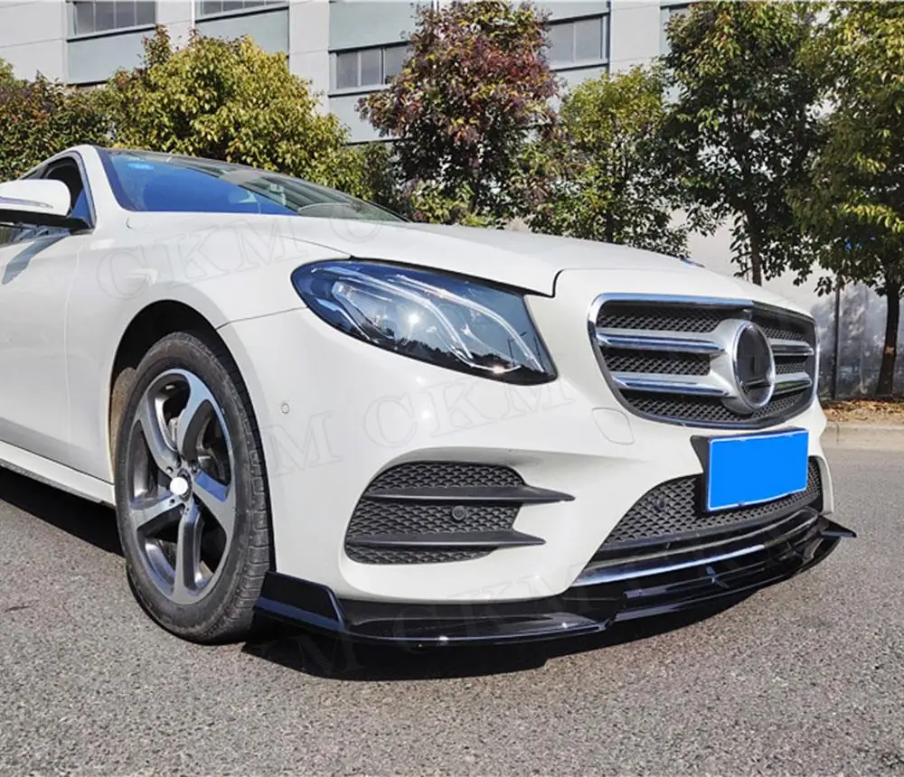 

ABS глянцевый черный 3 шт. автомобильный передний бампер спойлер для подбородка для Mercedes Benz E Class W213 E63 Sport 2017-2019