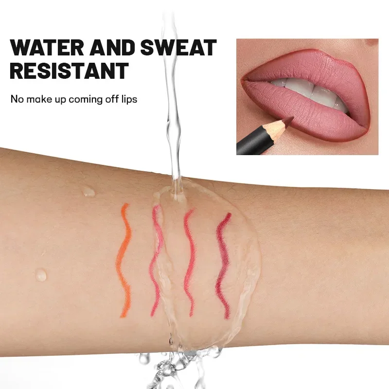 Delineador de labios mate resistente al agua, lápiz labial de tinte de contorno rojo, taza antiadherente de larga duración, labios hidratantes, 12 colores