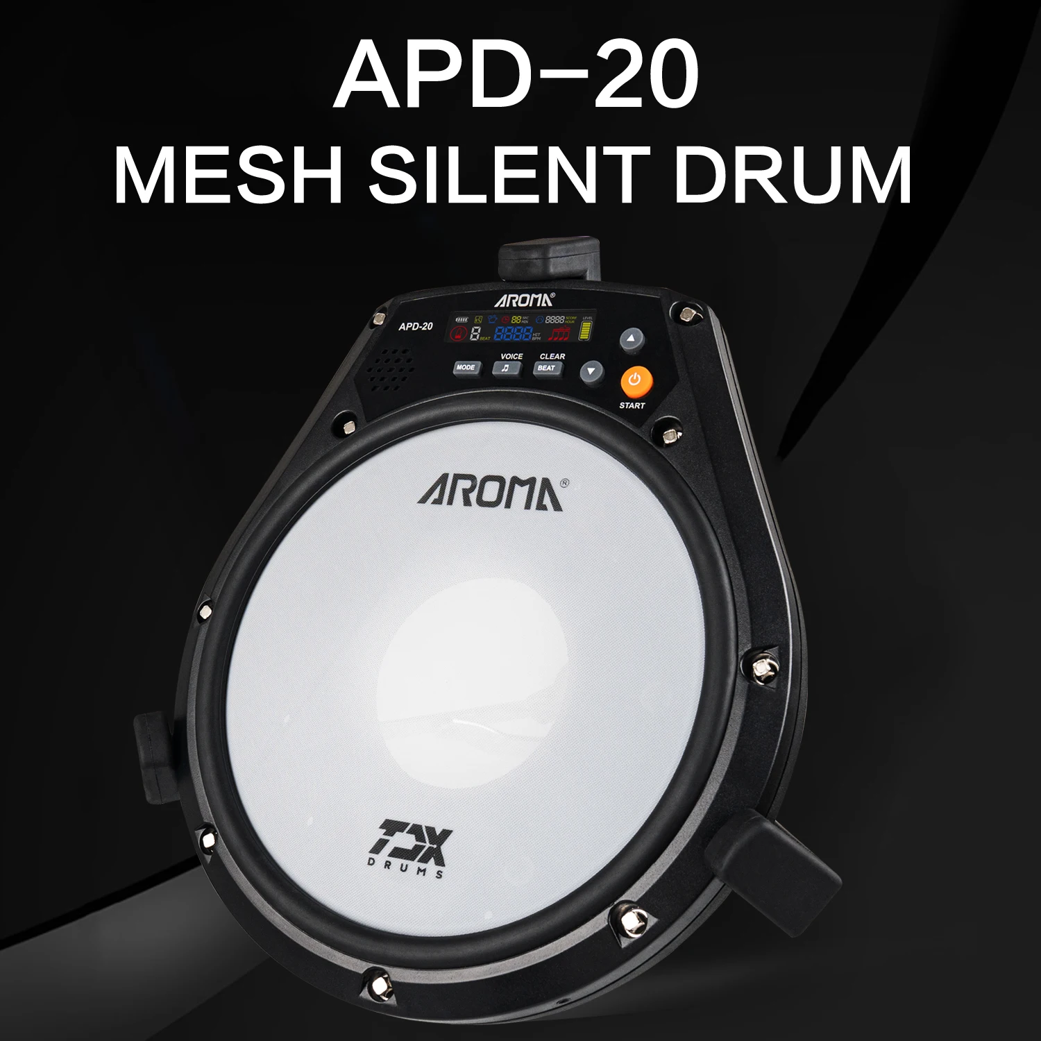 aroma-apd-20-6-inch-intelligent-electronic-drum-pad-with-net-surface-silent-design-1300mah-long-battery-life-for-home-practice
