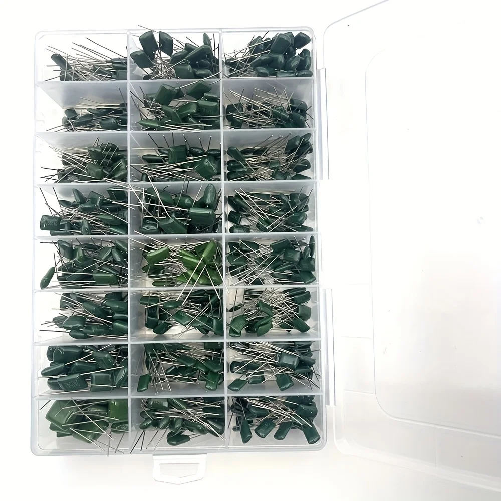 700PCS/lot 24Value Capacitor kit 100V 2A221J to 2A474J Polyester Film Capacitor Assorted Kit 0.47nF 0.68nF 1nF 2.2nF Capacitors