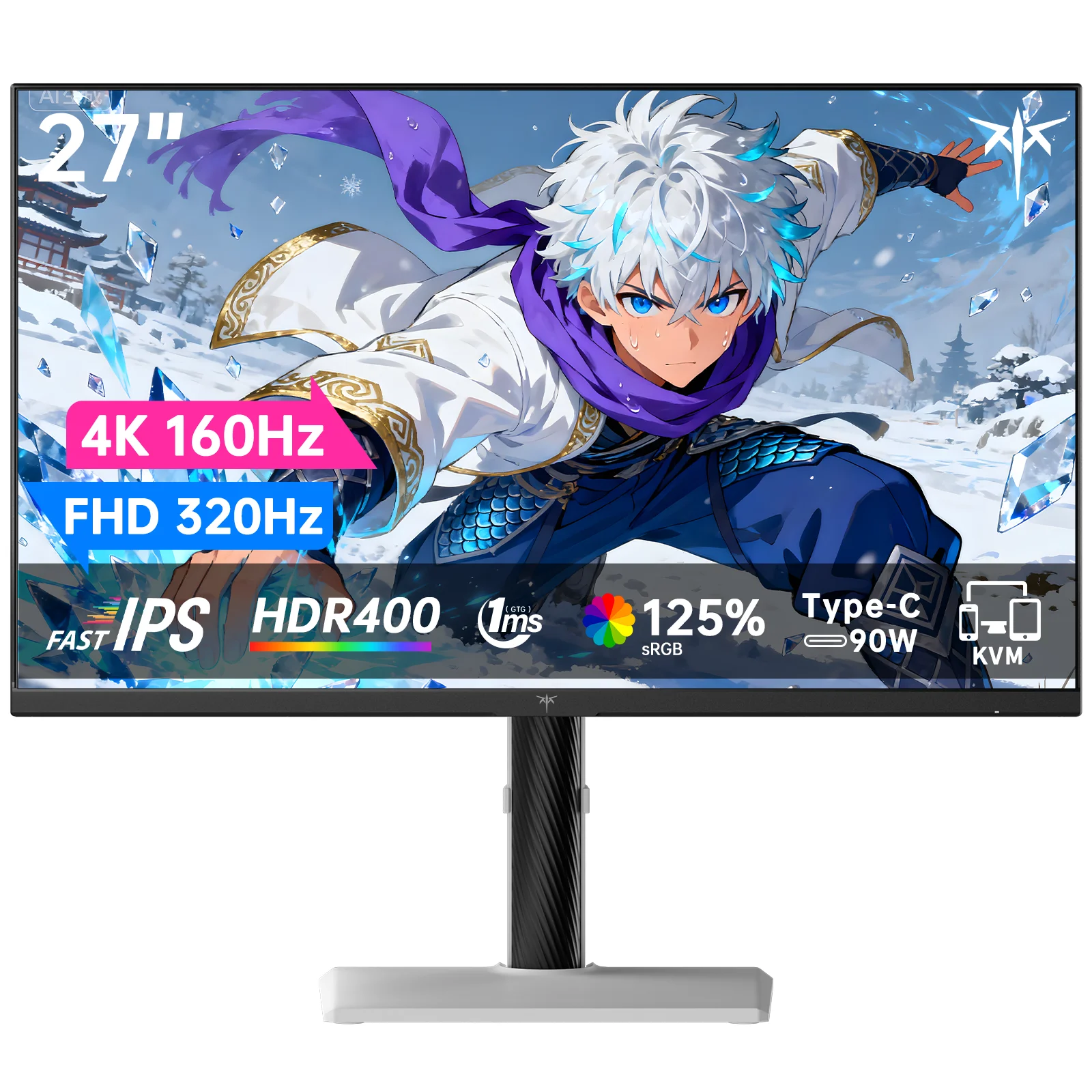 yZ[zKEY TO COMBAT 27C` 4K UHDQ[~Oj^[ FAST IPS 3840x2160@160Hz /FHD@320HzfA[h 1ms HDR400 400cd/m2 H27P6