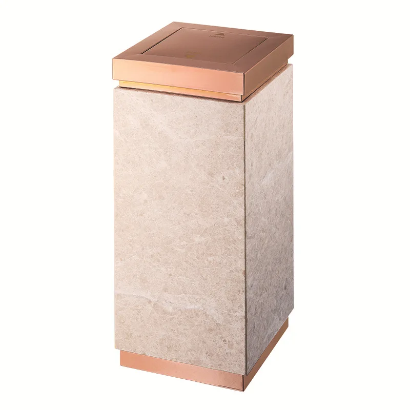 

Hotel commercial luxury vertical ash bucket GPX-7E lobby elevator entrance natural marble rose gold trash can