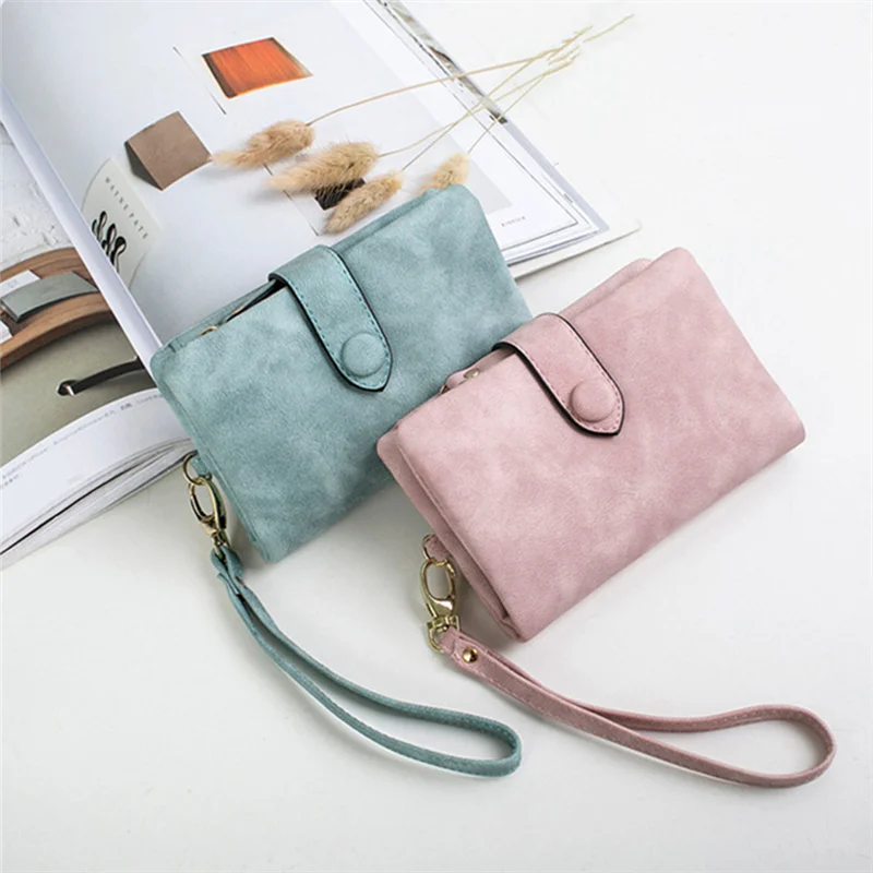 Women Short Frosted Wallet Korean Cute Multi Card Money Bag Card Holder Large Capacity Coin Purse Storage Pouch