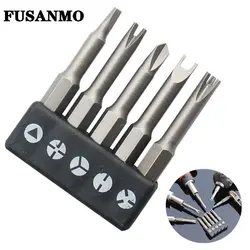 5Pcs Especial-shaped Chave De Fenda Set 6.35mm 1/4 U-shaped Y Forma Triângulo Cruz Interna Novo Três Pontos Chave De Fenda Bit Ferramenta