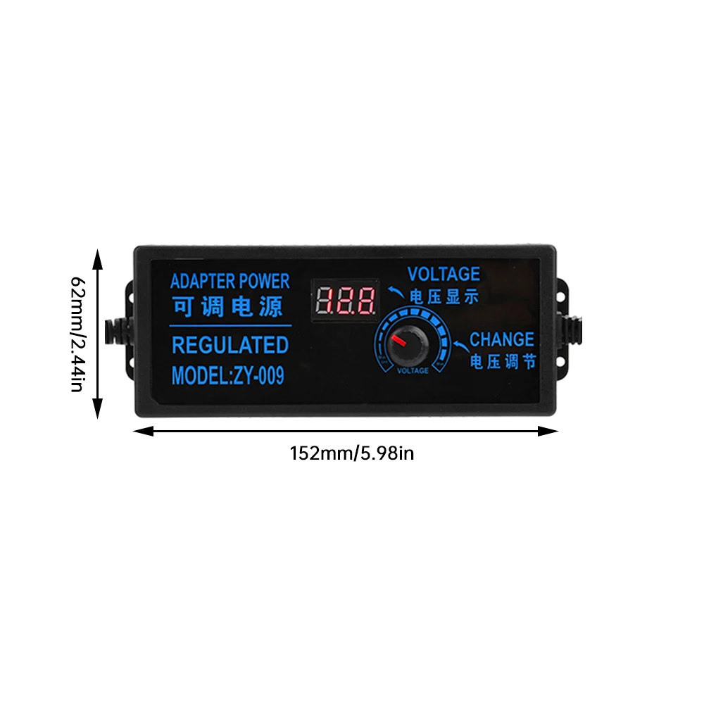 Adjustable AC to DC 3-24V 5A Universal Adapter with Display Screen Voltage Regulated Power Supply Adatpor