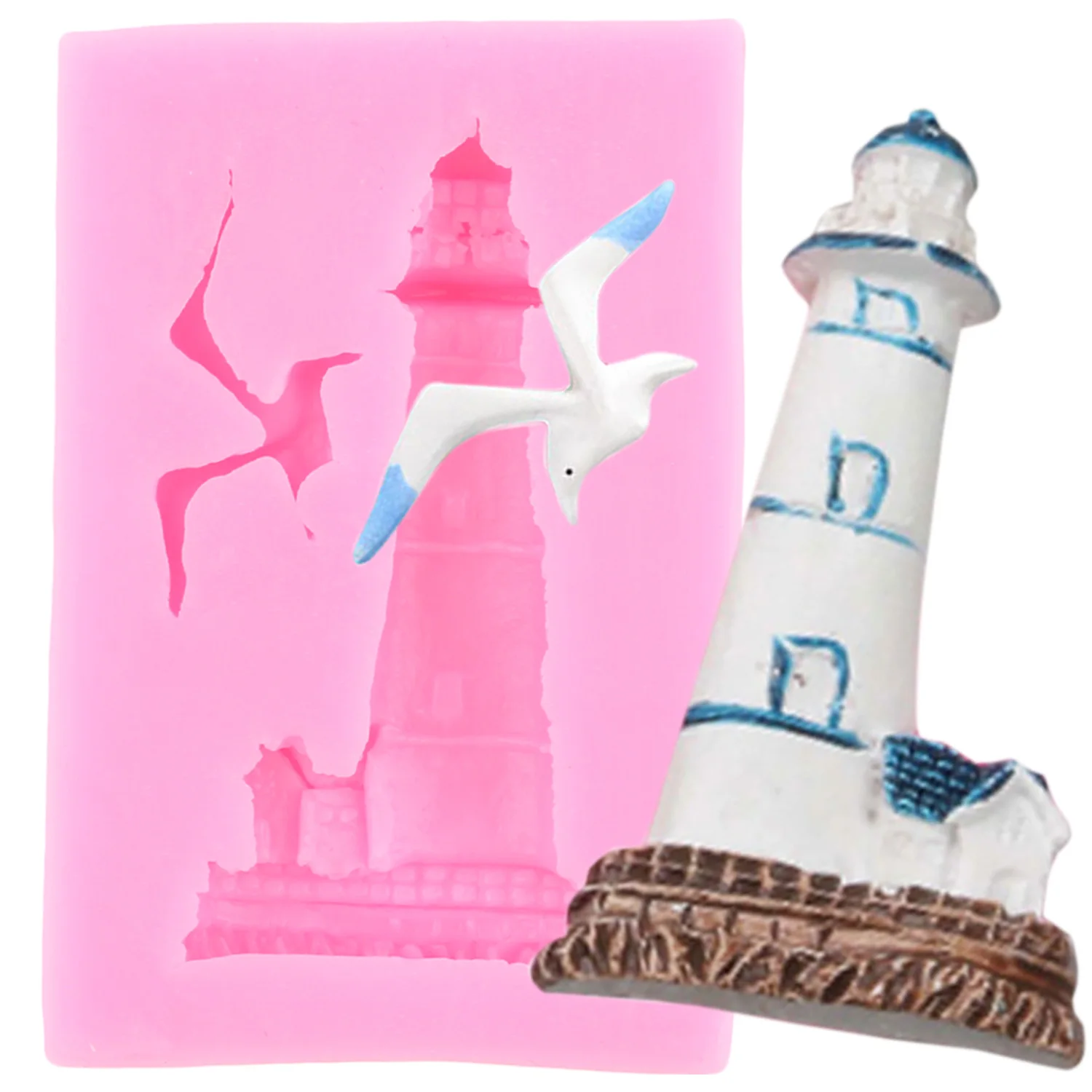 Lighthouse Bird Silicone Mold Sailing Boat Fondant Molds Cupcake Jelly Candy Resin Clay Chocolate Decoration Baking Tools