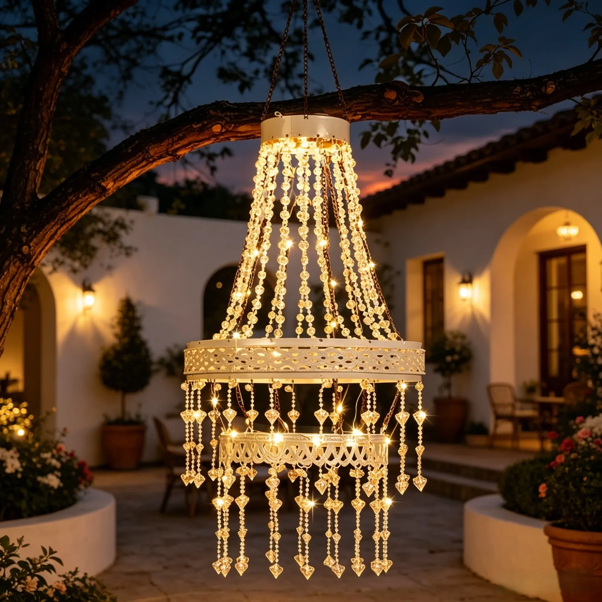 solar-decorative-bead-chandelier-featuring-vintage-inspired-double-cage-construction-for-garden-patio-lighting