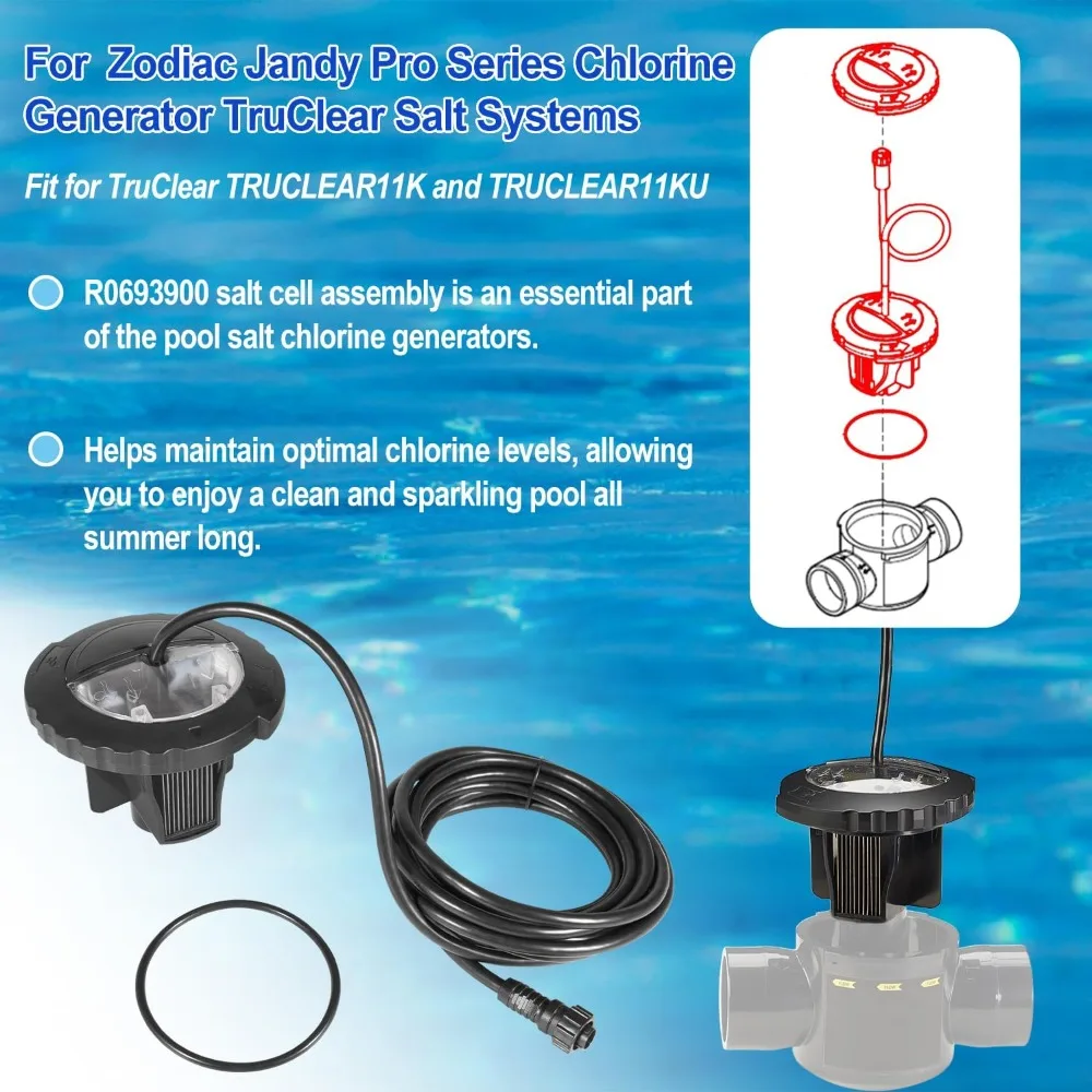 Pièces et accessoires/pièces de rechange pour assemblage de cellules salées avec joint torique adapté au générateur de chlore d'eau salée Zodiac Jandy TruClear