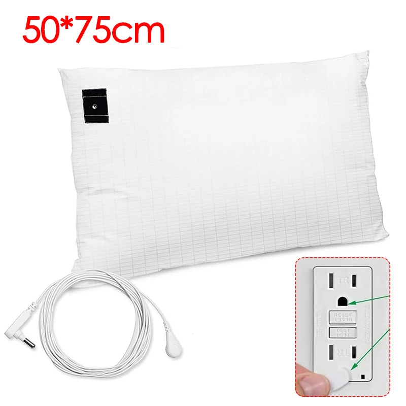 1 قطعة 50x75 سنتيمتر التأريض المخدة مكافحة ساكنة التأريض المخدة الفضة الألياف التأريض العلاج وسادة غطاء لنوم أفضل