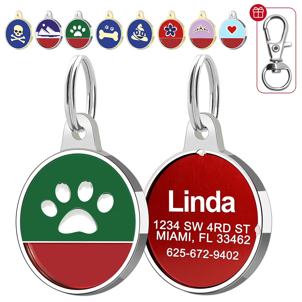 

Metal Dog ID Tag Personalized Dogs Name Tags Custom Engraved Anti-lost Nameplate For Small Medium Dogs Cats Pet Accessories