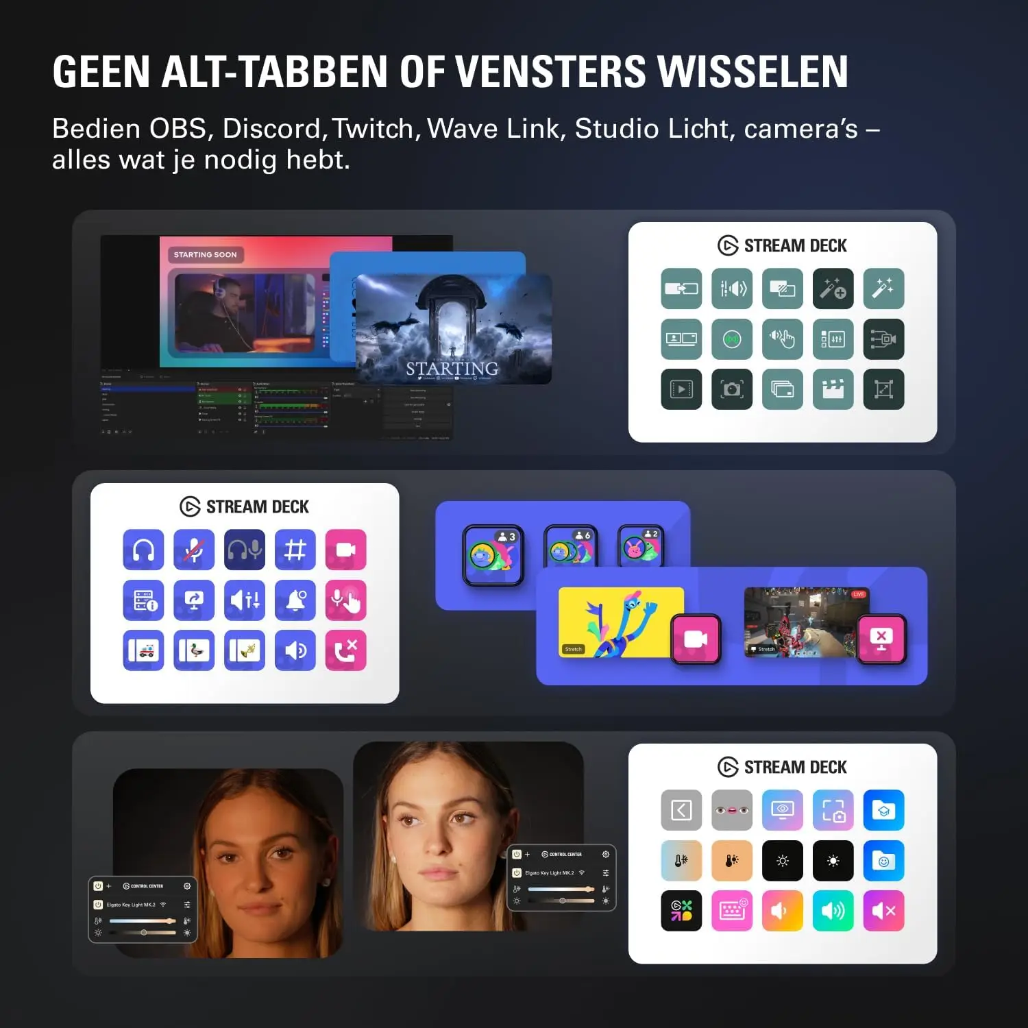وحدة تحكم Elgato الأصلية Studio 15 مفتاحًا ماكروًا، Stream Deck MK.2 إجراءات الزناد في التطبيقات والبرمجيات ​ يوتيوب لماك والكمبيوتر الشخصي