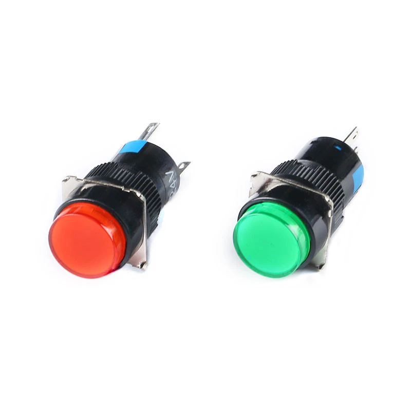 1/5/10Pcs/lot Button switch LA16/AB6-A/AB6Y-M inching self-resetting self-lockingLA16-AL6-A-M round 16MM