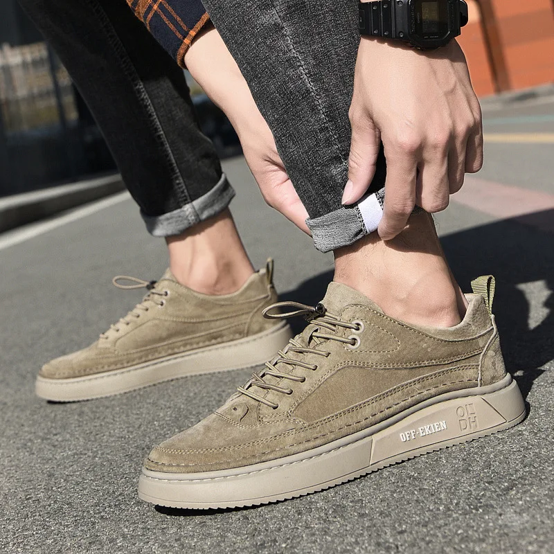 Genuine Leather Suede Flats Men Outdoor Men's Sneakers Tenis Masculino Skateboard Men Casual Shoes