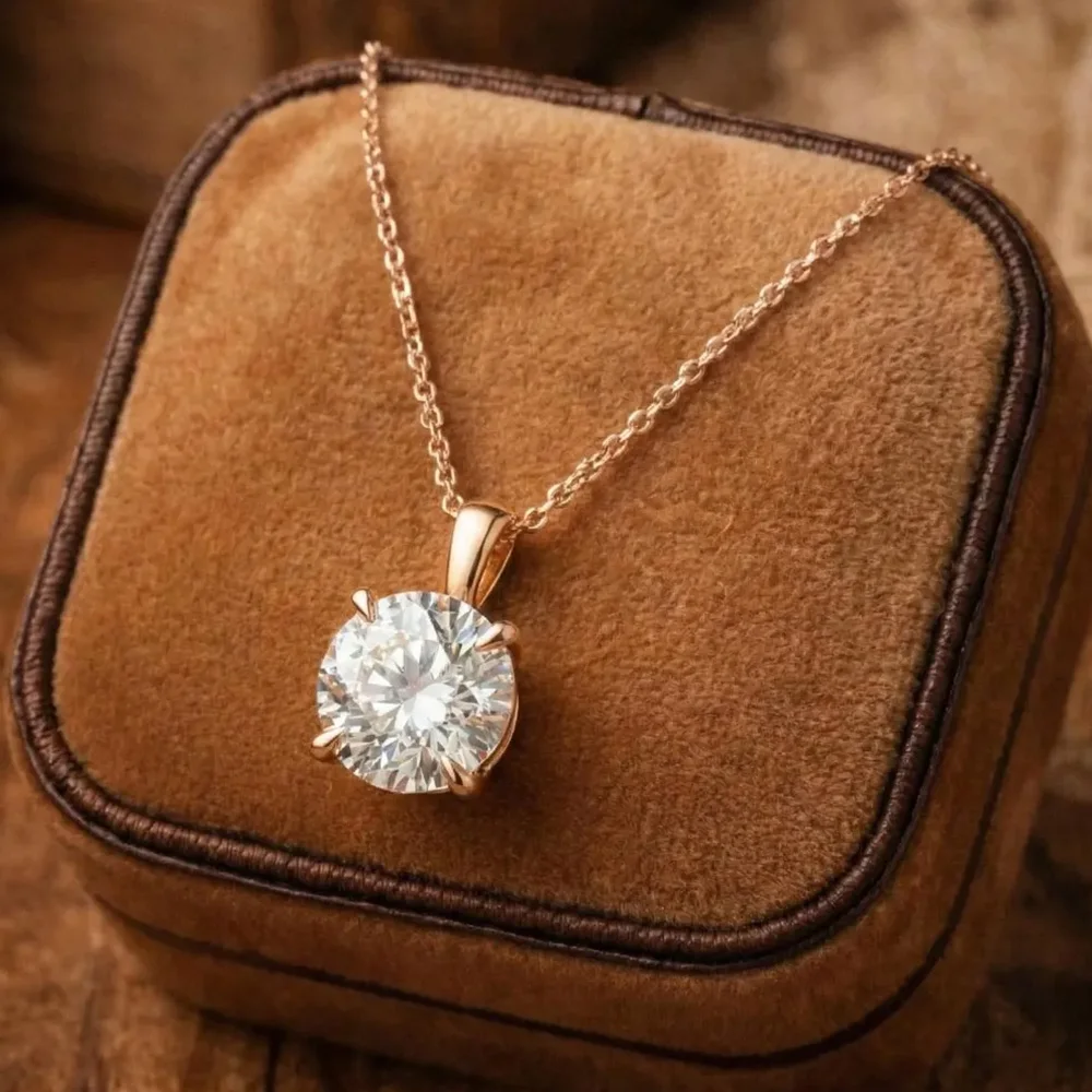 1-3CT Round Cut Moissanite Diamond Solitaire Pendant Necklace for Women 925 Sterling Silver Wedding Jewelry Gifts With Certified