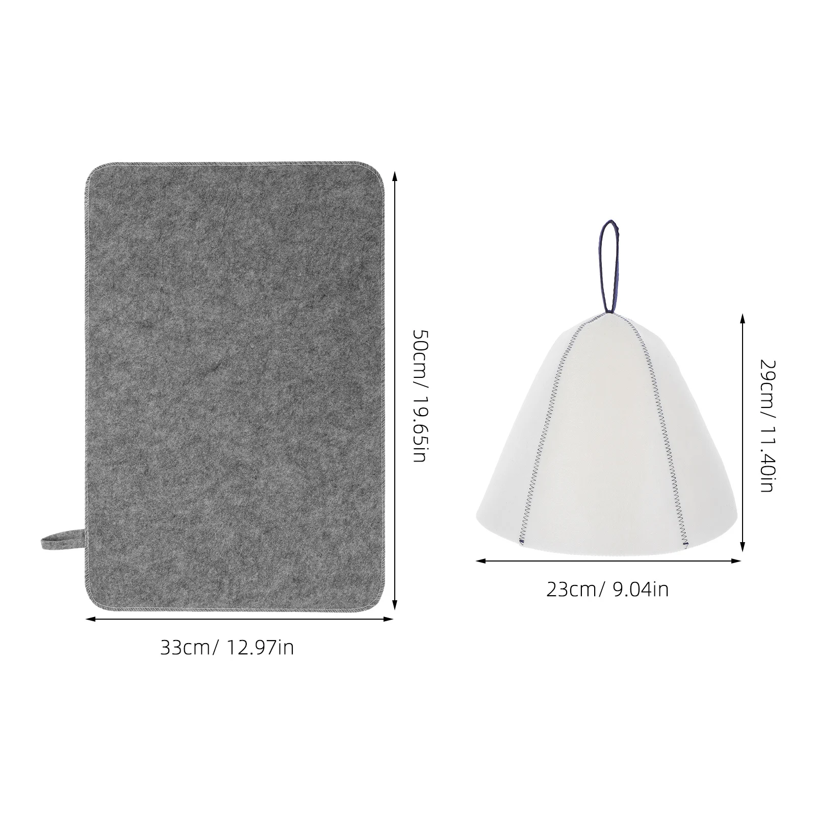 2 قطعة قبعة ساونا وسادة مقعد مجموعة سميكة قبعة صوفية ملبدة للرجال النساء حمام اكسسوارات رمادي أزرق ساونا الاسترخاء عدة