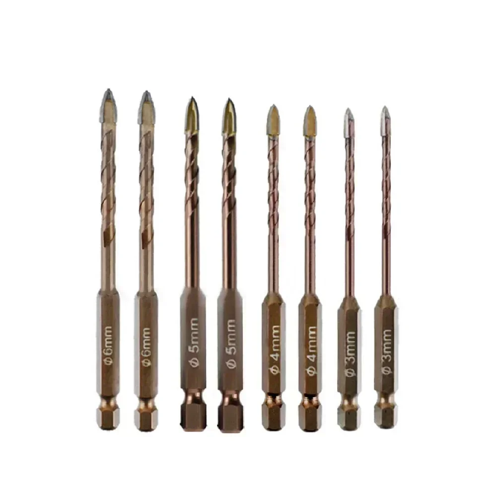 

8pc Cross Hexagon Tile Glass Drill Bit Tile Drill Bit Set For Metal Wood Plastic Concrete Wall Drilling Hole Drill Bit 3/4/5/6mm