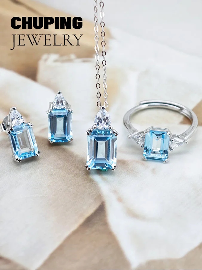 

Ювелирные изделия Chu Ping, натуральный топаз и желтый кристалл, изумрудная огранка, 6*8 мм, кольцо S925, изысканное кольцо для вечеринки, блестящее и мерцающее