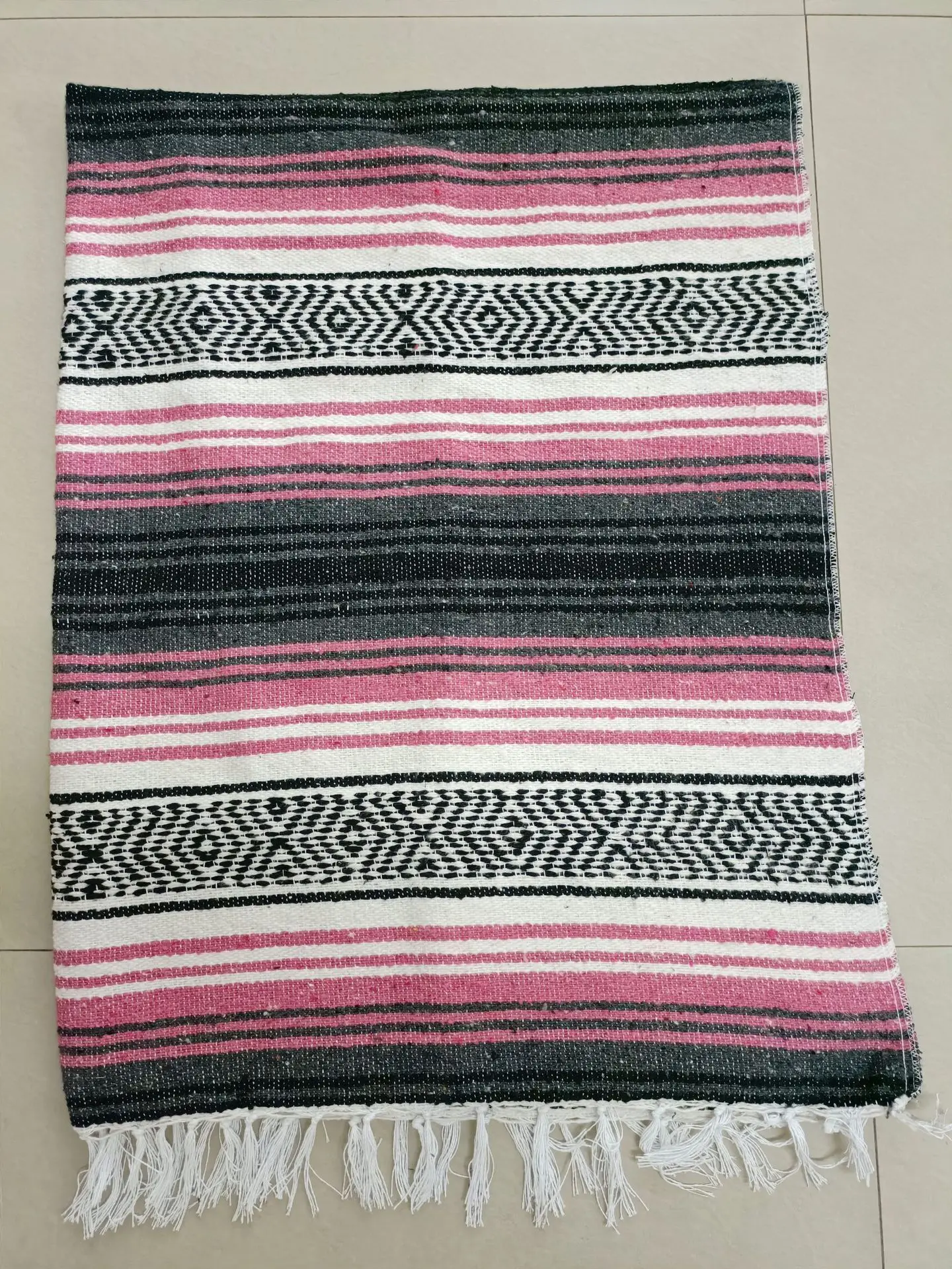 Mexican Blanket Travel Striped Rainbow Beach Blankets Mat for Beds Outdoor Picnic Sofa Cover with Tassel