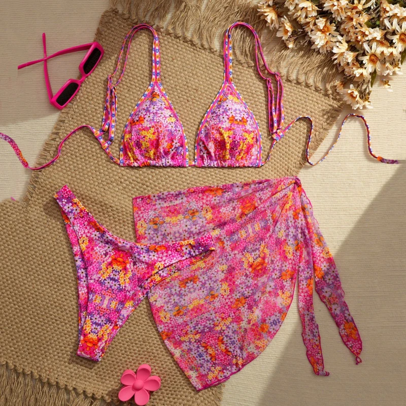 

2026 Sexy 3Pcs Bikinis Set Female Swimsuit Women Three-Piece Swimwear Beach Swim Wear Bathing Suits Brazilian Bikini Pool Bather