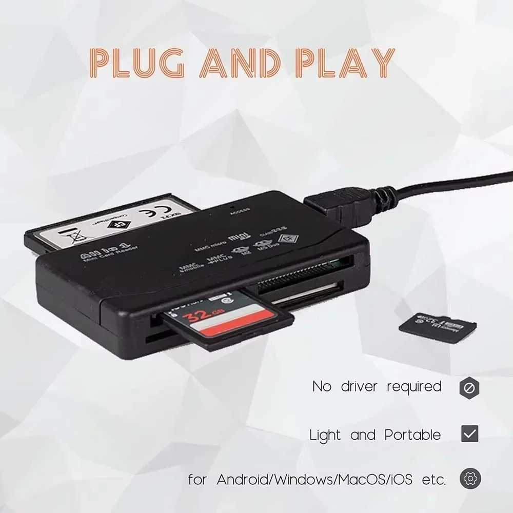 All In One Memory Card Reader 480Mbps USB External Cardreader SD SDHC MMC M2 MS XD CF TF Reader Adapter For MP3 Digital Camera image 4