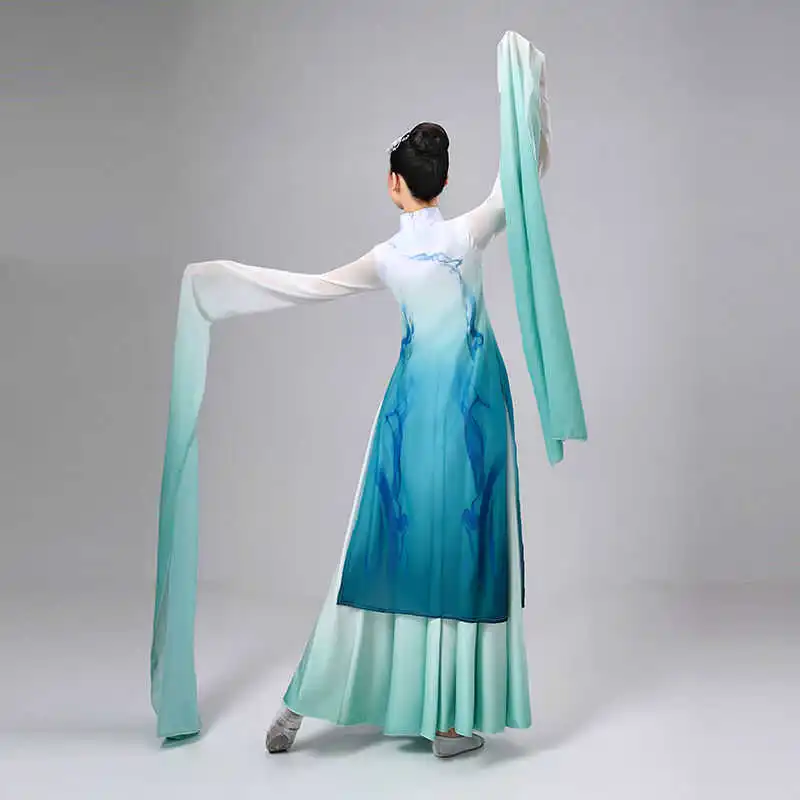 Starożytny rękaw wodny Klasyczny kostium taneczny Narodowy strój do tańca ludowego Kobieta Strój sceniczny Hanfu Odzież do tańca nowoczesnego