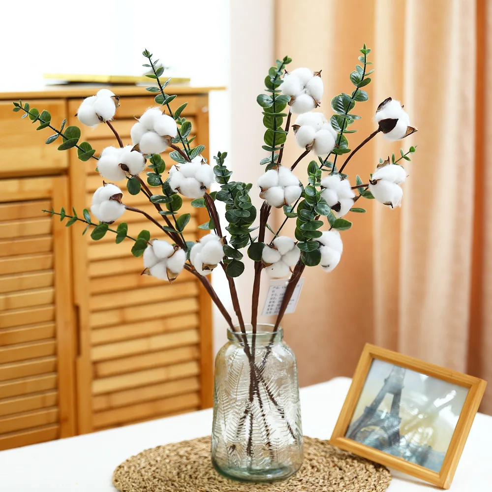 

Cotton artificial flowers branch bouquet flower arrangement DIY wedding party home decoration prop simulation plants flowers