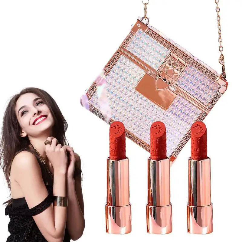 

Velvet Matte Lipstick Set With Chain Bag Matte Long Lasting Waterproof Moisturizing Lipstick Sexy Nude Non-Stick Cup Lips Makeup