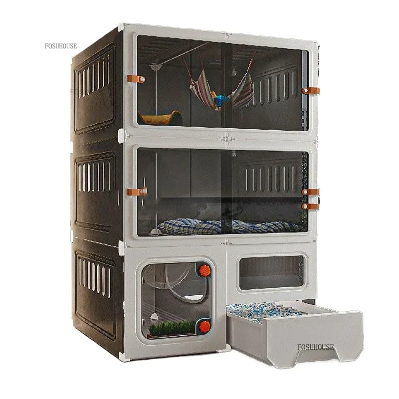 

Роскошный кошачий домик JC: интегрированный лоток и домик для кошек, современный минималистичный дизайн, просторный, для домашнего использования, комнатные клетки для кошек