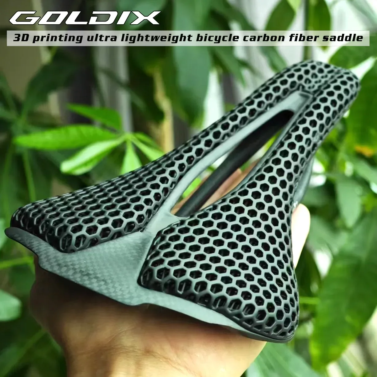 Goldix 3D Printing Carbon Fiber Cushion Bicycle Ultralight Carbon Saddle Highway Mountain Bicycle Seat Racing Saddle