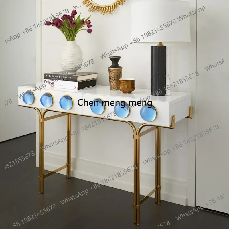 Postmodern titanium paint entrance table hotel home aisle partition wall decorative cabinet Nordic simple case